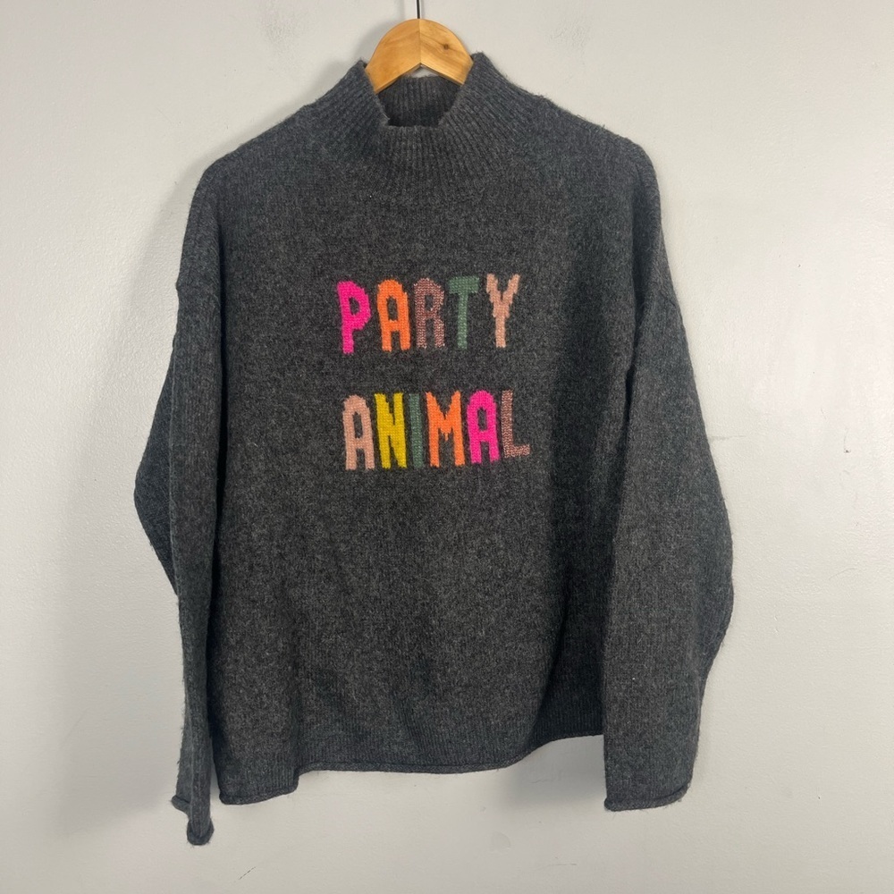 NWOT Lou & Grey LOFT Women's Gray Party Animal Sweater Size large - Picture 2 of 5